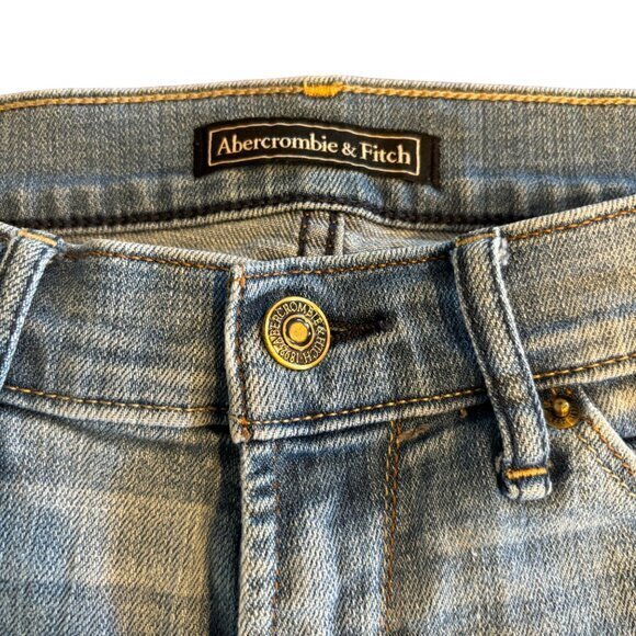 Abercrombie & Fitch A&F Light Wash Bleach Spots Cut Off Stretch Jean Shorts 2 - Picture 6 of 8